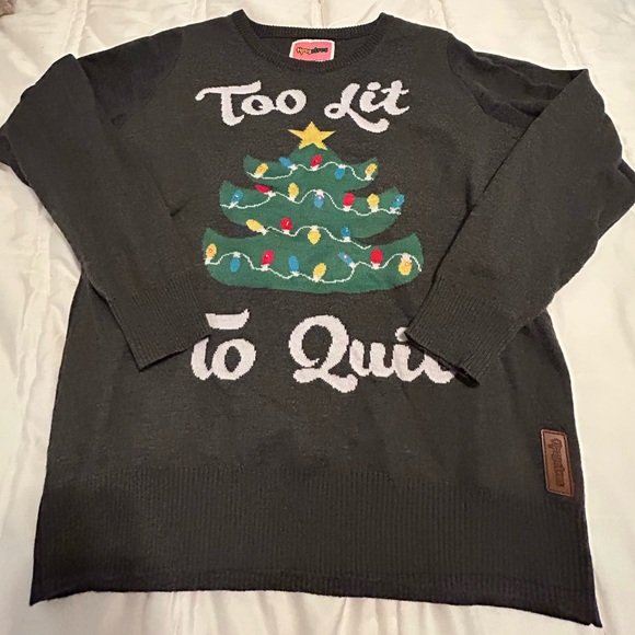 Tipsy Elves Light Up Too Lit to Quit Christmas Sweater Sz L - Picture 5 of 8